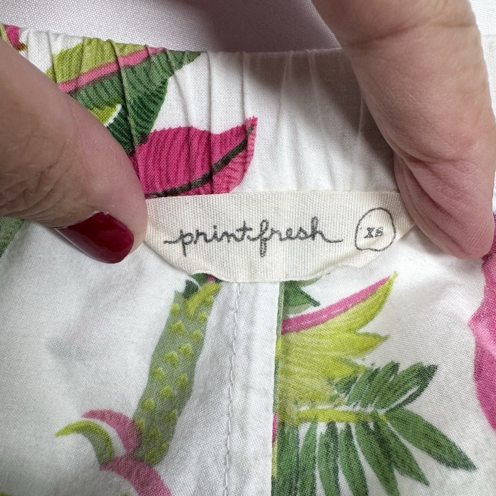 PRINTFRESH Pajama Pants Royal Palms Pink Basil Monkey Novelty Lounge Sleep Sz XS - Picture 9 of 12